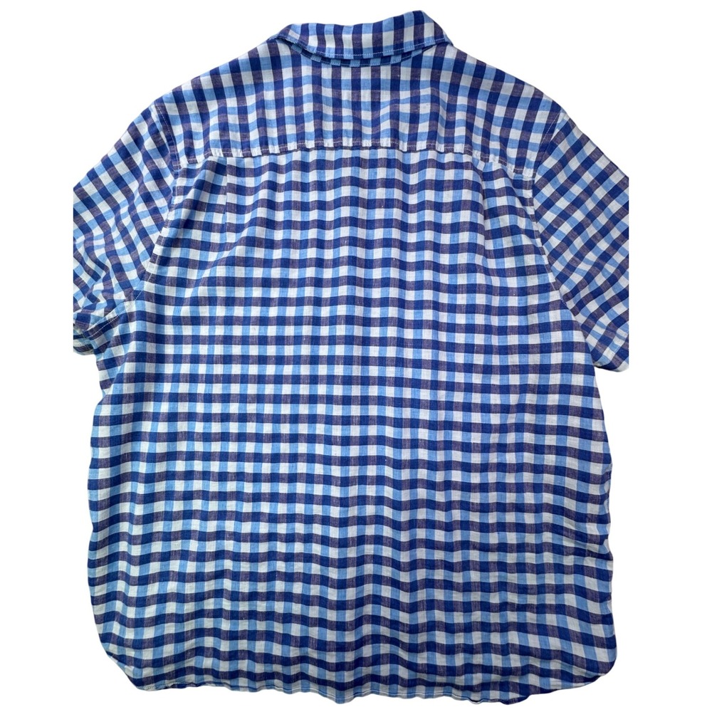 Tommy Bahama Mens XXL Linen Blend Gingham Short Sleeve Button Up Shirt Blue - Picture 8 of 8